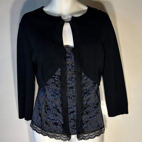 Lane Bryant SZ26 Brocade Vintage Black Print corset top Whimsigoth  Dark Romance - Picture 8 of 10
